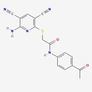 molecular formula C17H13N5O2S B4354420 N~1~-(4-ACETYLPHENYL)-2-[(6-AMINO-3,5-DICYANO-2-PYRIDYL)SULFANYL]ACETAMIDE 