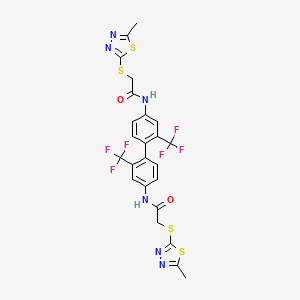 molecular formula C24H18F6N6O2S4 B4354534 N,N'-[2,2'-BIS(TRIFLUOROMETHYL)-4,4'-BIPHENYLDIYL]BIS{2-[(5-METHYL-1,3,4-THIADIAZOL-2-YL)SULFANYL]ACETAMIDE} 
