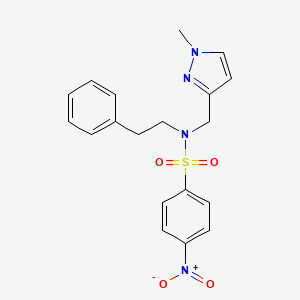 molecular formula C19H20N4O4S B4354584 N-[(1-METHYL-1H-PYRAZOL-3-YL)METHYL]-4-NITRO-N-PHENETHYL-1-BENZENESULFONAMIDE 