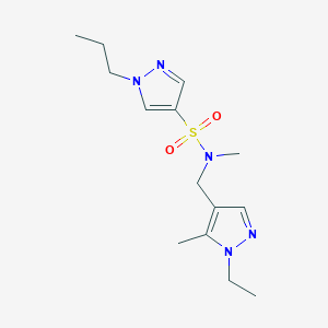 molecular formula C14H23N5O2S B4354744 N-[(1-ethyl-5-methyl-1H-pyrazol-4-yl)methyl]-N-methyl-1-propyl-1H-pyrazole-4-sulfonamide 