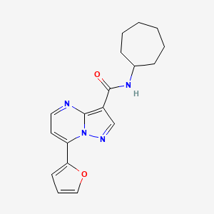 molecular formula C18H20N4O2 B4354841 N~3~-CYCLOHEPTYL-7-(2-FURYL)PYRAZOLO[1,5-A]PYRIMIDINE-3-CARBOXAMIDE 