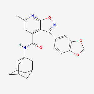 molecular formula C25H25N3O4 B4355027 N-(1-ADAMANTYL)-3-(1,3-BENZODIOXOL-5-YL)-6-METHYLISOXAZOLO[5,4-B]PYRIDINE-4-CARBOXAMIDE 
