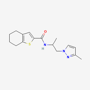molecular formula C16H21N3OS B4355072 N-[1-methyl-2-(3-methyl-1H-pyrazol-1-yl)ethyl]-4,5,6,7-tetrahydro-1-benzothiophene-2-carboxamide 