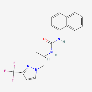 molecular formula C18H17F3N4O B4355118 N-{1-METHYL-2-[3-(TRIFLUOROMETHYL)-1H-PYRAZOL-1-YL]ETHYL}-N'-(1-NAPHTHYL)UREA 