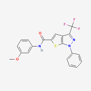 molecular formula C20H14F3N3O2S B4355213 N-(3-methoxyphenyl)-1-phenyl-3-(trifluoromethyl)-1H-thieno[2,3-c]pyrazole-5-carboxamide 