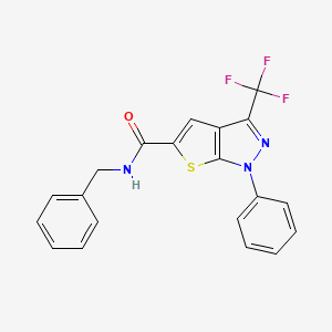 molecular formula C20H14F3N3OS B4355214 N-benzyl-1-phenyl-3-(trifluoromethyl)-1H-thieno[2,3-c]pyrazole-5-carboxamide 