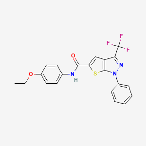 molecular formula C21H16F3N3O2S B4355220 N-(4-ethoxyphenyl)-1-phenyl-3-(trifluoromethyl)-1H-thieno[2,3-c]pyrazole-5-carboxamide 