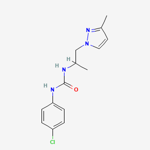 molecular formula C14H17ClN4O B4355279 N-(4-chlorophenyl)-N'-[1-methyl-2-(3-methyl-1H-pyrazol-1-yl)ethyl]urea 