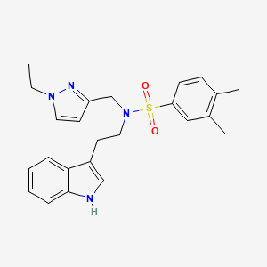 molecular formula C24H28N4O2S B4355336 N-[(1-ETHYL-1H-PYRAZOL-3-YL)METHYL]-N-[2-(1H-INDOL-3-YL)ETHYL]-3,4-DIMETHYL-1-BENZENESULFONAMIDE 