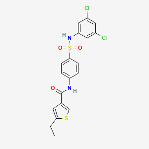 molecular formula C19H16Cl2N2O3S2 B4355344 N-{4-[(3,5-DICHLOROANILINO)SULFONYL]PHENYL}-5-ETHYL-3-THIOPHENECARBOXAMIDE 