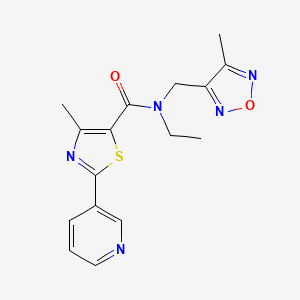 molecular formula C16H17N5O2S B4355372 N-ethyl-4-methyl-N-[(4-methyl-1,2,5-oxadiazol-3-yl)methyl]-2-(3-pyridinyl)-1,3-thiazole-5-carboxamide 