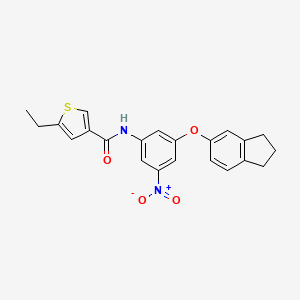 molecular formula C22H20N2O4S B4355393 N-[3-(2,3-dihydro-1H-inden-5-yloxy)-5-nitrophenyl]-5-ethyl-3-thiophenecarboxamide 
