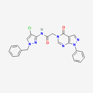 molecular formula C23H18ClN7O2 B4355466 N-(1-benzyl-4-chloro-1H-pyrazol-3-yl)-2-(4-oxo-1-phenyl-1,4-dihydro-5H-pyrazolo[3,4-d]pyrimidin-5-yl)acetamide 