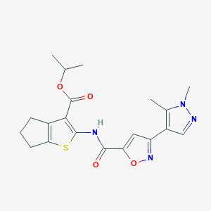 molecular formula C20H22N4O4S B4355582 isopropyl 2-({[3-(1,5-dimethyl-1H-pyrazol-4-yl)-5-isoxazolyl]carbonyl}amino)-5,6-dihydro-4H-cyclopenta[b]thiophene-3-carboxylate 