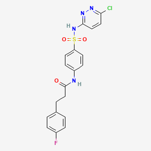 molecular formula C19H16ClFN4O3S B4355635 N-(4-{[(6-chloro-3-pyridazinyl)amino]sulfonyl}phenyl)-3-(4-fluorophenyl)propanamide 