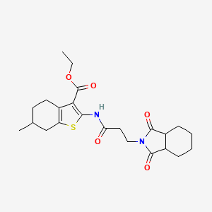 molecular formula C23H30N2O5S B4355670 ethyl 2-{[3-(1,3-dioxooctahydro-2H-isoindol-2-yl)propanoyl]amino}-6-methyl-4,5,6,7-tetrahydro-1-benzothiophene-3-carboxylate 