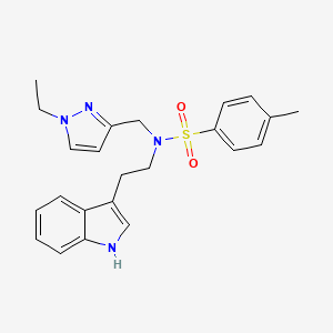 molecular formula C23H26N4O2S B4355786 N-[(1-ETHYL-1H-PYRAZOL-3-YL)METHYL]-N-[2-(1H-INDOL-3-YL)ETHYL]-4-METHYL-1-BENZENESULFONAMIDE 