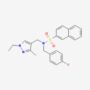 molecular formula C24H24FN3O2S B4355842 N~2~-[(1-ETHYL-3-METHYL-1H-PYRAZOL-4-YL)METHYL]-N~2~-(4-FLUOROBENZYL)-2-NAPHTHALENESULFONAMIDE 