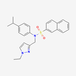 molecular formula C25H27N3O2S B4355844 N-[(1-ethyl-1H-pyrazol-3-yl)methyl]-N-(4-isopropylphenyl)-2-naphthalenesulfonamide 