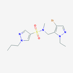 molecular formula C13H20BrN5O2S B4355866 N-[(4-bromo-1-ethyl-1H-pyrazol-5-yl)methyl]-N-methyl-1-propyl-1H-pyrazole-4-sulfonamide 