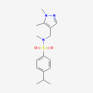 molecular formula C16H23N3O2S B4355882 N-[(1,5-DIMETHYL-1H-PYRAZOL-4-YL)METHYL]-4-ISOPROPYL-N-METHYL-1-BENZENESULFONAMIDE 