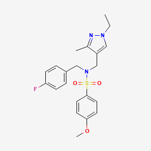 molecular formula C21H24FN3O3S B4356010 N-[(1-ETHYL-3-METHYL-1H-PYRAZOL-4-YL)METHYL]-N-(4-FLUOROBENZYL)-4-METHOXY-1-BENZENESULFONAMIDE 
