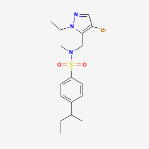 molecular formula C17H24BrN3O2S B4356018 N-[(4-BROMO-1-ETHYL-1H-PYRAZOL-5-YL)METHYL]-4-(SEC-BUTYL)-N-METHYL-1-BENZENESULFONAMIDE 