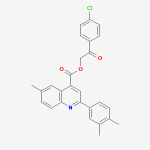 molecular formula C27H22ClNO3 B435605 2-(4-chlorophenyl)-2-oxoethyl 2-(3,4-dimethylphenyl)-6-methyl-4-quinolinecarboxylate CAS No. 355394-39-7