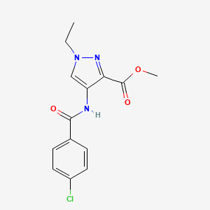 molecular formula C14H14ClN3O3 B4356092 methyl 4-[(4-chlorobenzoyl)amino]-1-ethyl-1H-pyrazole-3-carboxylate 