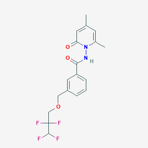 molecular formula C18H18F4N2O3 B4356292 N-[2,4-DIMETHYL-6-OXO-1(6H)-PYRIDINYL]-3-[(2,2,3,3-TETRAFLUOROPROPOXY)METHYL]BENZAMIDE 