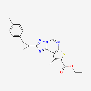 molecular formula C21H20N4O2S B4356368 ethyl 9-methyl-2-[2-(4-methylphenyl)cyclopropyl]thieno[3,2-e][1,2,4]triazolo[1,5-c]pyrimidine-8-carboxylate 