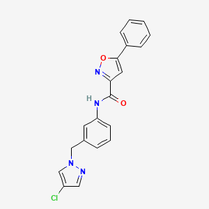 molecular formula C20H15ClN4O2 B4356442 N-{3-[(4-chloro-1H-pyrazol-1-yl)methyl]phenyl}-5-phenyl-3-isoxazolecarboxamide 