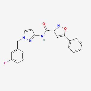 molecular formula C20H15FN4O2 B4356492 N-[1-(3-fluorobenzyl)-1H-pyrazol-3-yl]-5-phenyl-3-isoxazolecarboxamide 