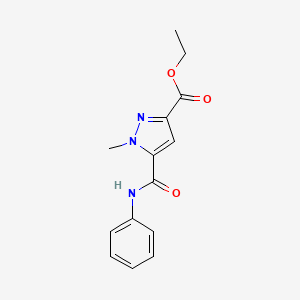 molecular formula C14H15N3O3 B4356608 ethyl 5-(anilinocarbonyl)-1-methyl-1H-pyrazole-3-carboxylate 