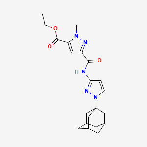 molecular formula C21H27N5O3 B4357000 ethyl 3-({[1-(1-adamantyl)-1H-pyrazol-3-yl]amino}carbonyl)-1-methyl-1H-pyrazole-5-carboxylate 