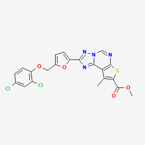molecular formula C21H14Cl2N4O4S B4357019 methyl 2-{5-[(2,4-dichlorophenoxy)methyl]-2-furyl}-9-methylthieno[3,2-e][1,2,4]triazolo[1,5-c]pyrimidine-8-carboxylate 
