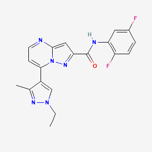 molecular formula C19H16F2N6O B4357295 N-(2,5-difluorophenyl)-7-(1-ethyl-3-methyl-1H-pyrazol-4-yl)pyrazolo[1,5-a]pyrimidine-2-carboxamide 