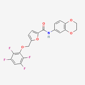 molecular formula C20H13F4NO5 B4357319 N-(2,3-dihydro-1,4-benzodioxin-6-yl)-5-[(2,3,5,6-tetrafluorophenoxy)methyl]-2-furamide 