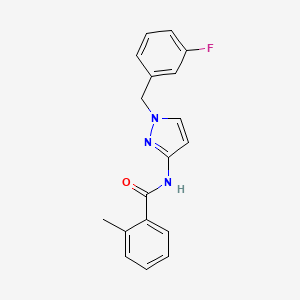 molecular formula C18H16FN3O B4357375 N~1~-[1-(3-FLUOROBENZYL)-1H-PYRAZOL-3-YL]-2-METHYLBENZAMIDE 