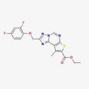 molecular formula C18H14F2N4O3S B4357609 ethyl 2-[(2,4-difluorophenoxy)methyl]-9-methylthieno[3,2-e][1,2,4]triazolo[1,5-c]pyrimidine-8-carboxylate 