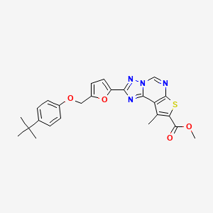 molecular formula C25H24N4O4S B4357621 METHYL 2-(5-{[4-(TERT-BUTYL)PHENOXY]METHYL}-2-FURYL)-9-METHYLTHIENO[3,2-E][1,2,4]TRIAZOLO[1,5-C]PYRIMIDINE-8-CARBOXYLATE 