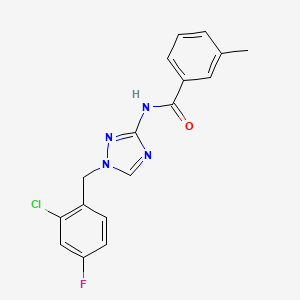 molecular formula C17H14ClFN4O B4357985 N-[1-(2-chloro-4-fluorobenzyl)-1H-1,2,4-triazol-3-yl]-3-methylbenzamide 