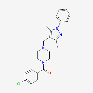 molecular formula C23H25ClN4O B4358016 (4-CHLOROPHENYL){4-[(3,5-DIMETHYL-1-PHENYL-1H-PYRAZOL-4-YL)METHYL]PIPERAZINO}METHANONE 