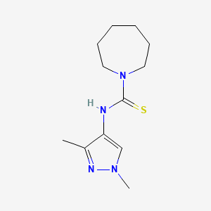 molecular formula C12H20N4S B4358073 N-(1,3-dimethyl-1H-pyrazol-4-yl)-1-azepanecarbothioamide 