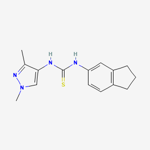 molecular formula C15H18N4S B4358148 N-(2,3-dihydro-1H-inden-5-yl)-N'-(1,3-dimethyl-1H-pyrazol-4-yl)thiourea 