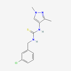 molecular formula C13H15ClN4S B4358157 N-(3-chlorobenzyl)-N'-(1,3-dimethyl-1H-pyrazol-4-yl)thiourea 