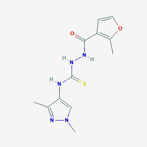 molecular formula C12H15N5O2S B4358353 N-(1,3-DIMETHYL-1H-PYRAZOL-4-YL)-2-[(2-METHYL-3-FURYL)CARBONYL]-1-HYDRAZINECARBOTHIOAMIDE 