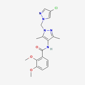 molecular formula C18H20ClN5O3 B4358519 N~1~-{1-[(4-CHLORO-1H-PYRAZOL-1-YL)METHYL]-3,5-DIMETHYL-1H-PYRAZOL-4-YL}-2,3-DIMETHOXYBENZAMIDE 