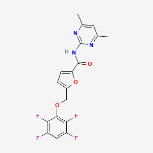 molecular formula C18H13F4N3O3 B4358578 N-(4,6-dimethylpyrimidin-2-yl)-5-[(2,3,5,6-tetrafluorophenoxy)methyl]furan-2-carboxamide 