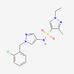 molecular formula C16H18ClN5O2S B4358610 N-[1-(2-chlorobenzyl)-1H-pyrazol-4-yl]-1-ethyl-3-methyl-1H-pyrazole-4-sulfonamide 